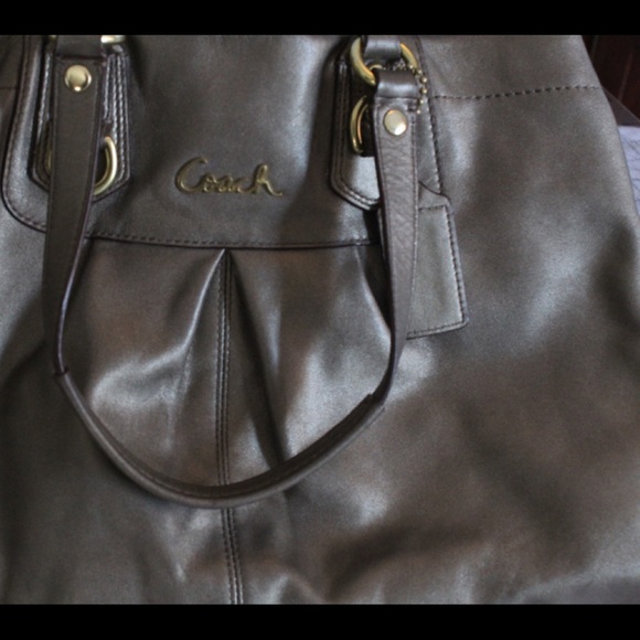 Coach Ashley Large Dark Grey Leather Carryall Bag - Picture 5 of 8